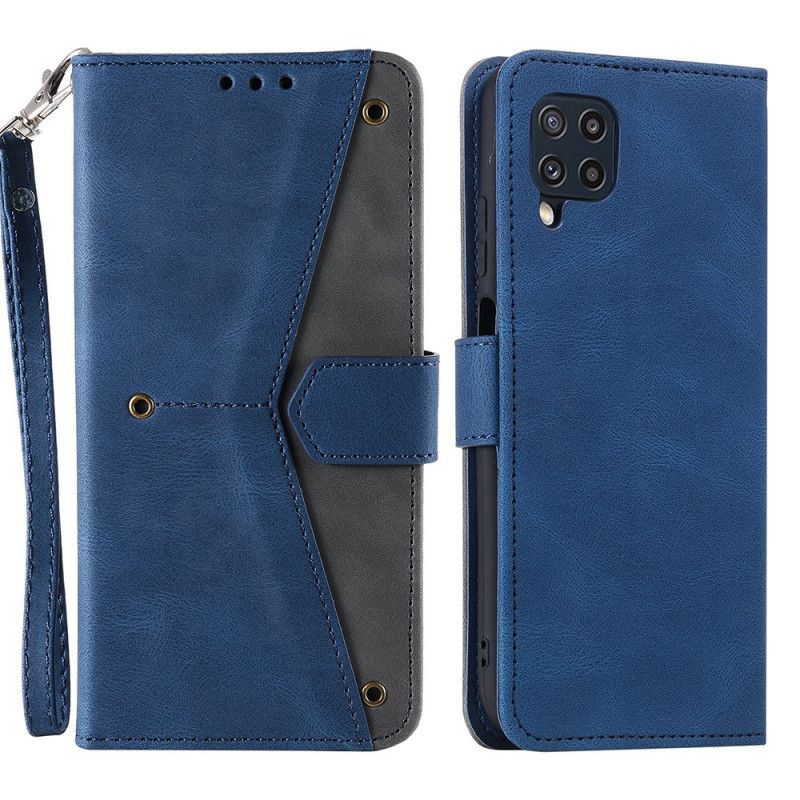 Etui Folio Samsung Galaxy M32 Szwy W Dotyku Skóry Etui Ochronne