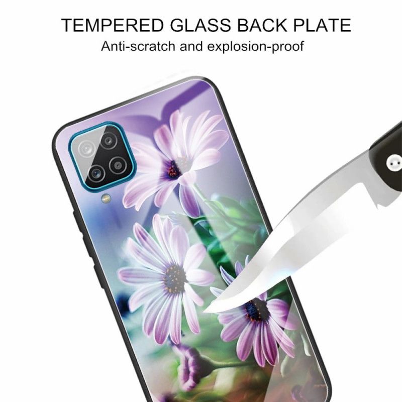 Etui Samsung Galaxy M32 Kwiaty Ze Szkła Hartowanego