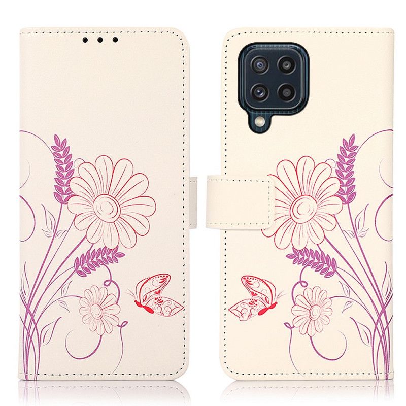 Obudowa Samsung Galaxy M32 Etui Na Telefon Rysowanie Motyli I Kwiatów