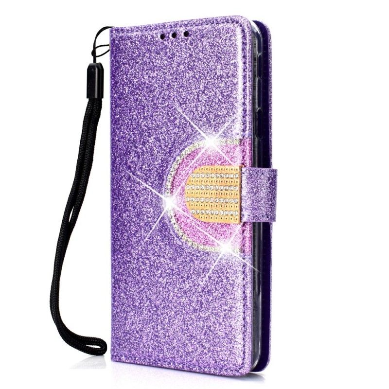 Etui Folio Samsung Galaxy J4 Plus Biały Czarny Cekiny I Diamenty