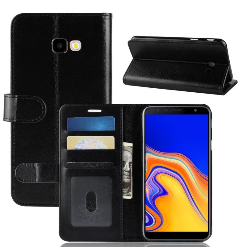 Etui Folio Samsung Galaxy J4 Plus Czerwony Czarny Ultra Sztuczna Skóra Etui Ochronne