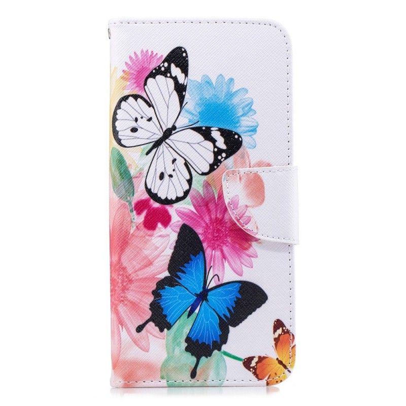 Etui Folio Samsung Galaxy J4 Plus Purpurowy Malowane Motyle I Kwiaty