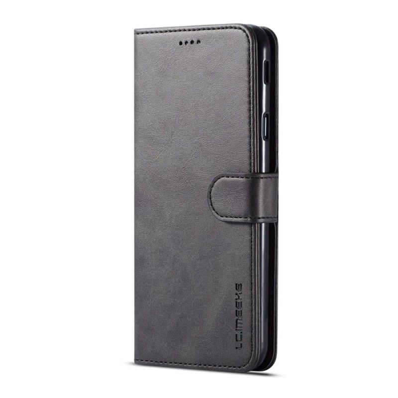 Etui Folio Samsung Galaxy J4 Plus Szary Czarny Lc.Imeeke Efekt Skóry Etui Ochronne