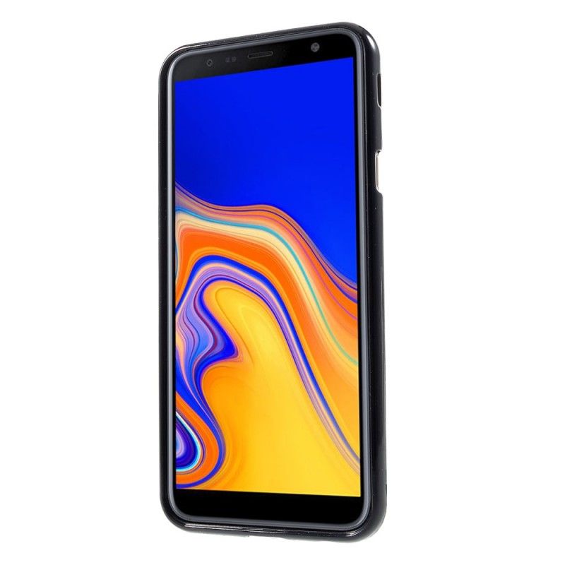 Etui Samsung Galaxy J4 Plus Biały Czarny Efektowny Metaliczny Efekt Rtęci