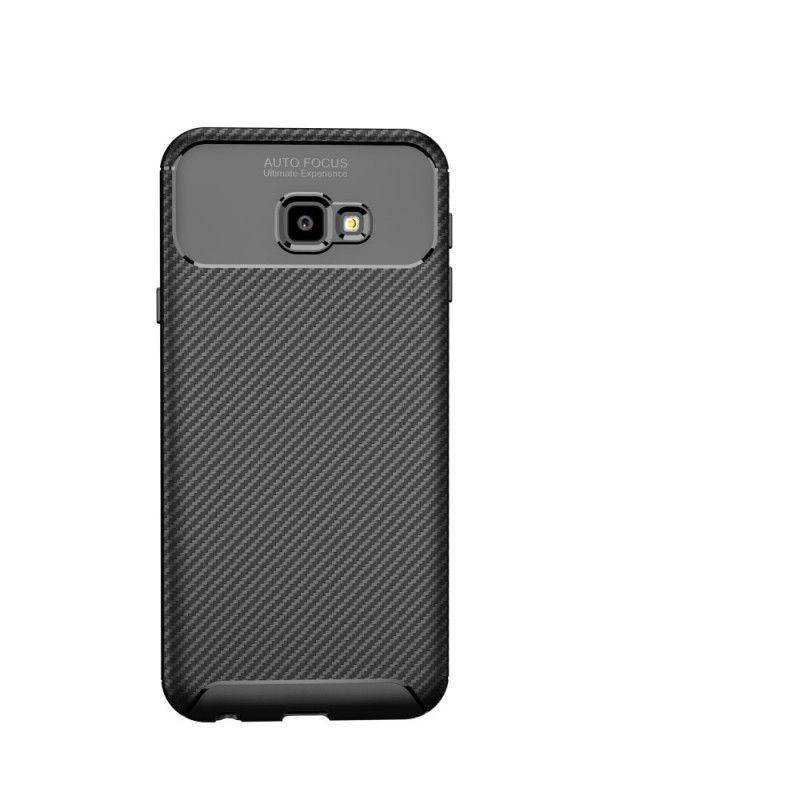 Etui Samsung Galaxy J4 Plus Czarny Elastyczna Tekstura Włókna Węglowego Etui Ochronne