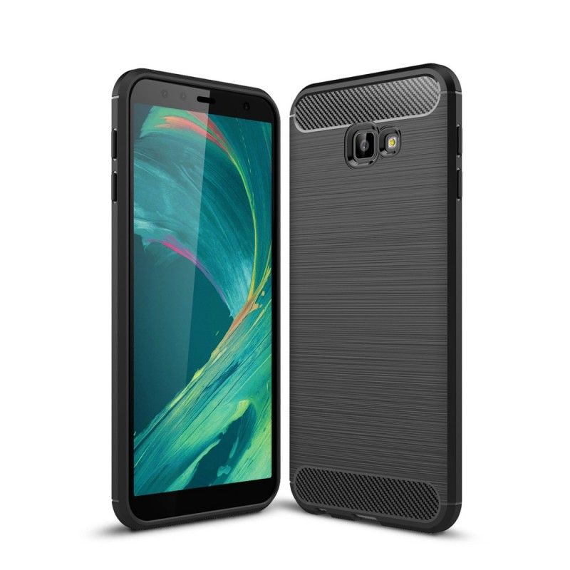 Etui Samsung Galaxy J4 Plus Szary Czarny Szczotkowane Włókno Węglowe