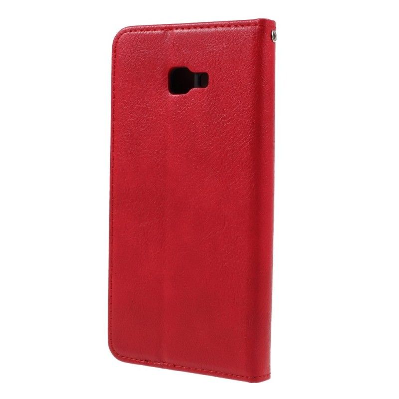 Flip Kotelot Samsung Galaxy J4 Plus Czerwony Czarny Etui Na Karty Ze Sztucznej Skóry
