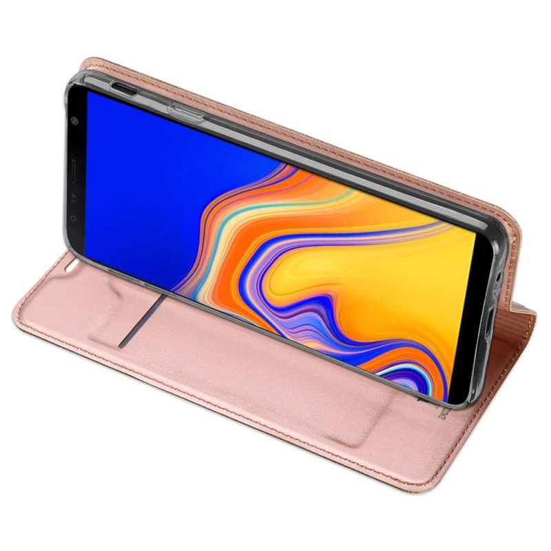 Flip Kotelot Samsung Galaxy J4 Plus Złoty Seria Pierwszej Klasy Etui Ochronne