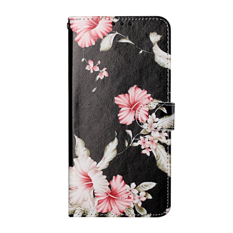 Etui Folio Samsung Galaxy S21 Plus 5G Jasnoniebieski Czarny Dzikie Kwiaty