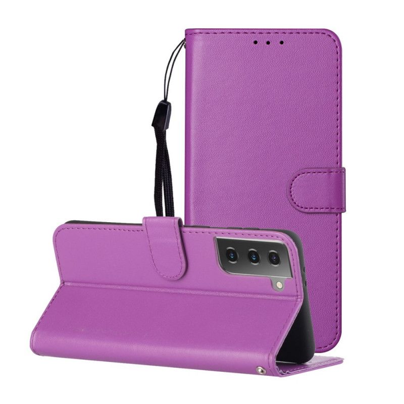 Etui Folio Samsung Galaxy S21 Plus 5G Magenta Czarny Unikalny Projekt Z Paskiem