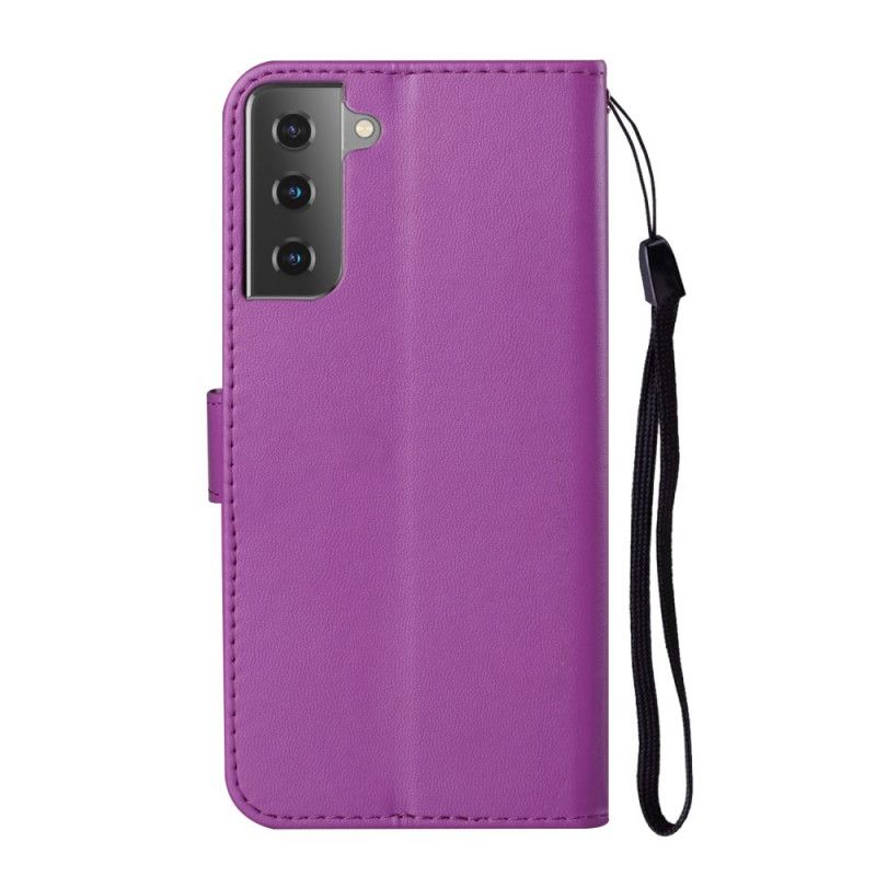 Etui Folio Samsung Galaxy S21 Plus 5G Magenta Czarny Unikalny Projekt Z Paskiem