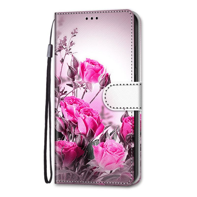 Etui Folio Samsung Galaxy S21 Plus 5G Złoty Czerwony Magiczne Kwiaty