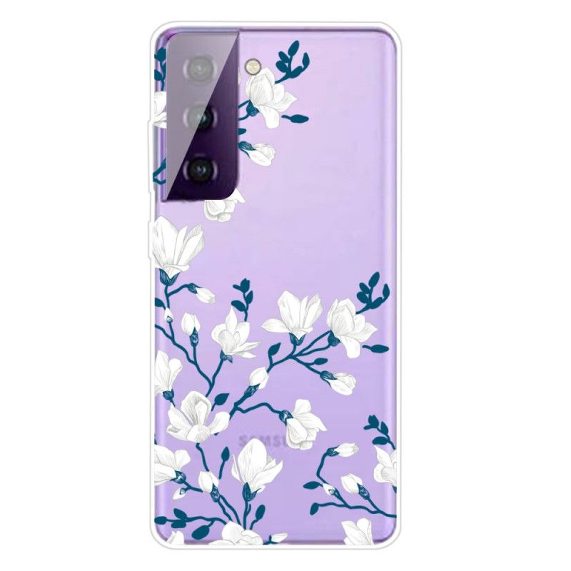 Etui Samsung Galaxy S21 Plus 5G Białe Kwiaty Etui Ochronne