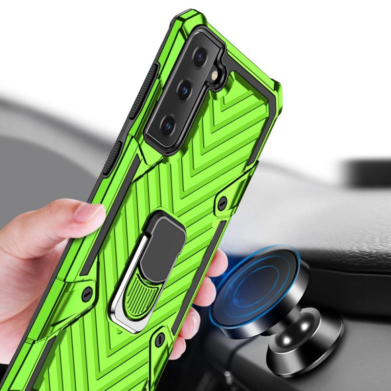 Etui Samsung Galaxy S21 Plus 5G Czerwony Czarny Zdejmowany Uchwyt Pierścieniowy