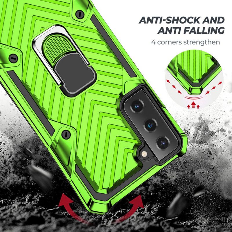 Etui Samsung Galaxy S21 Plus 5G Czerwony Czarny Zdejmowany Uchwyt Pierścieniowy