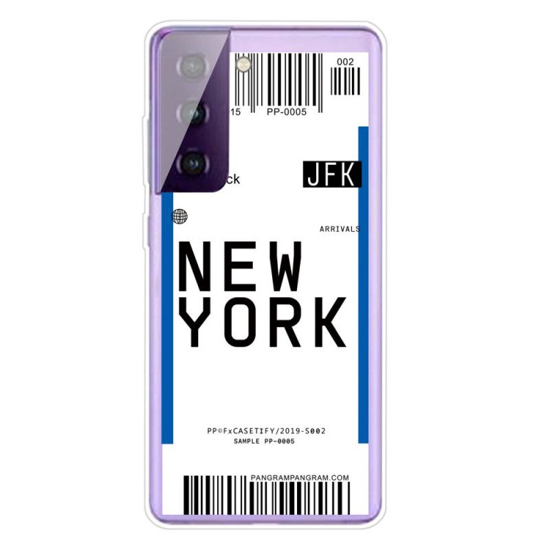 Etui Samsung Galaxy S21 Plus 5G Granatowy Czarny Karta Pokładowa Do Nowego Jorku