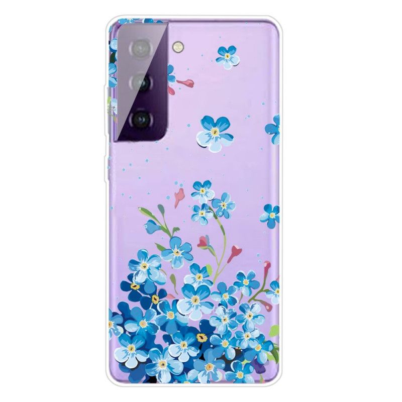 Etui Samsung Galaxy S21 Plus 5G Niebieskie Kwiaty