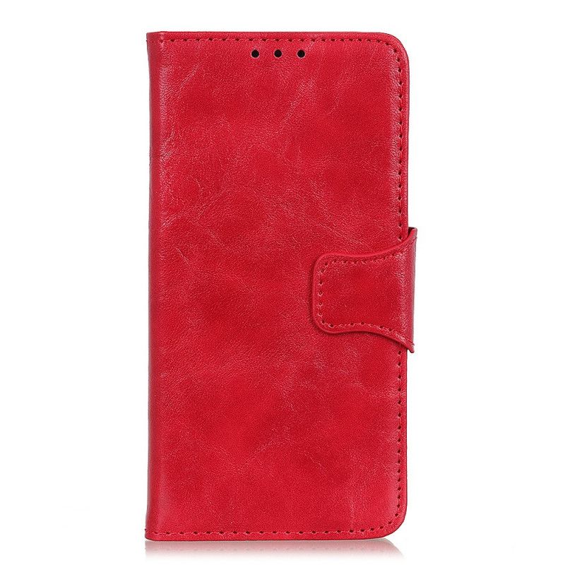 Etui Folio Samsung Galaxy M21 Czerwony Czarny Zapięcie Dwustronne Z Dwoiny Skóry Etui Ochronne