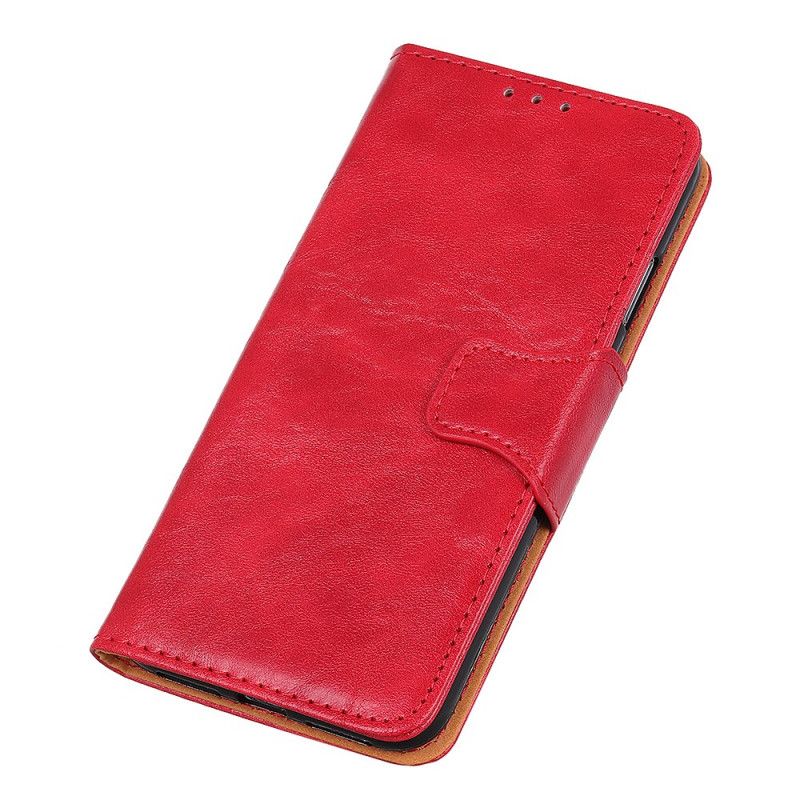 Etui Folio Samsung Galaxy M21 Czerwony Czarny Zapięcie Dwustronne Z Dwoiny Skóry Etui Ochronne