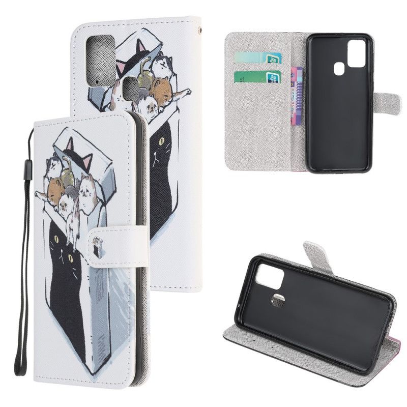 Etui Folio Samsung Galaxy M21 Dostawa Kotów W Stringach Etui Ochronne