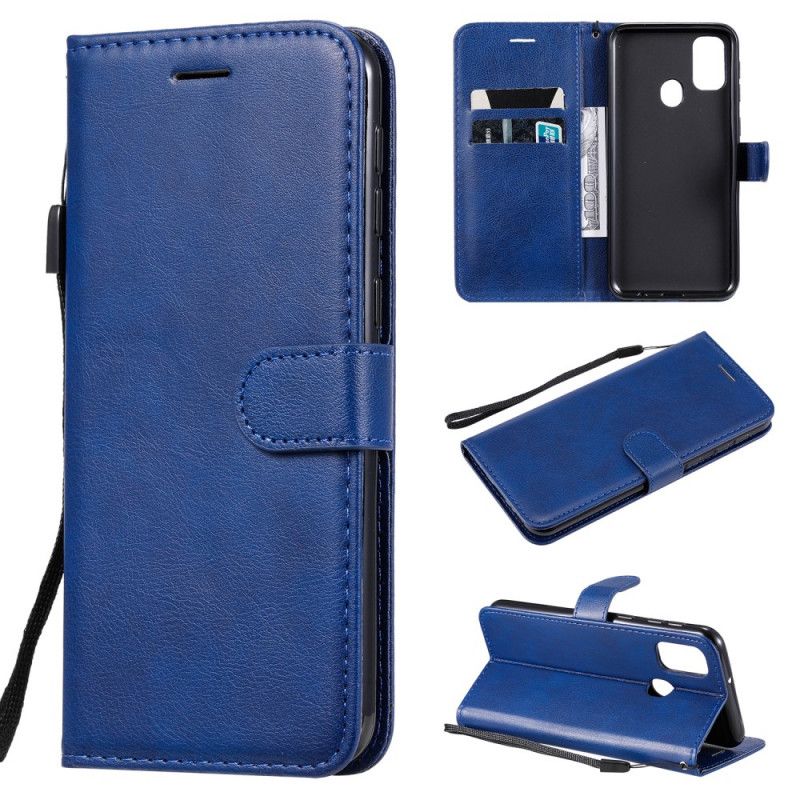 Etui Folio Samsung Galaxy M21 Granatowy Czarny Standardowa Sztuczna Skóra Etui Ochronne