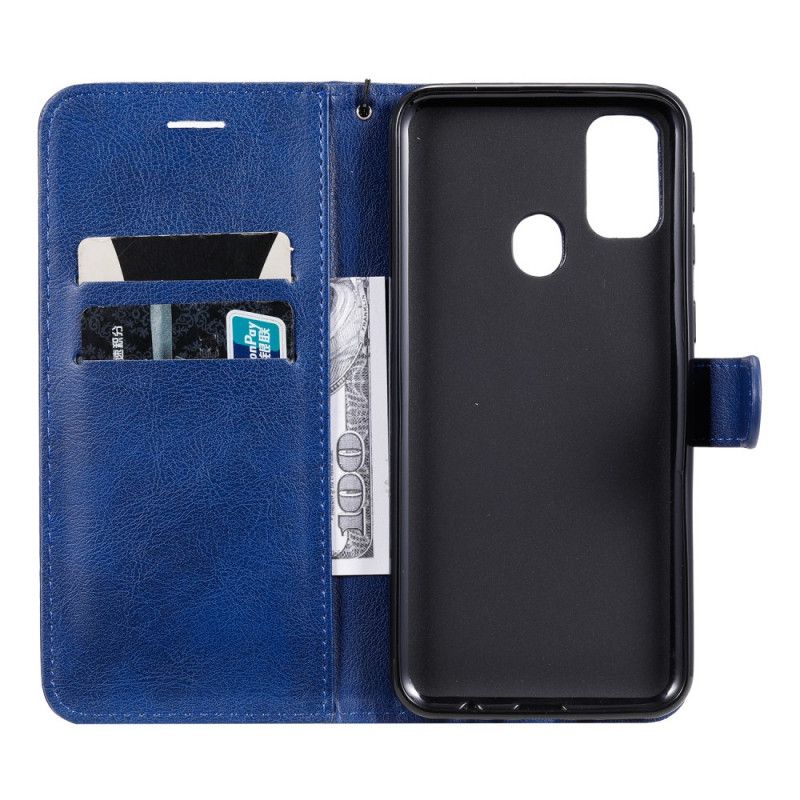 Etui Folio Samsung Galaxy M21 Granatowy Czarny Standardowa Sztuczna Skóra Etui Ochronne