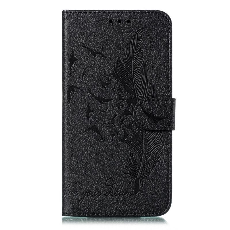 Etui Folio Samsung Galaxy M21 Szary Czarny Imitacja Skóry Spełnij Swoje Marzenie