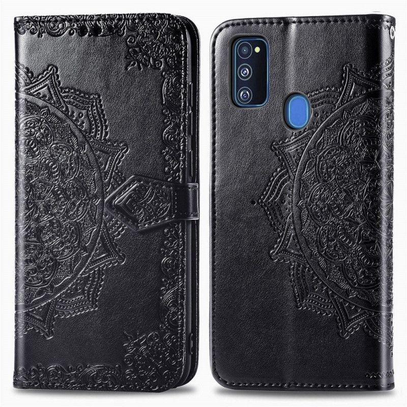 Etui Folio Samsung Galaxy M21 Szary Czarny Mandala W Średnim Wieku