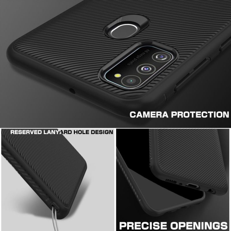 Etui Samsung Galaxy M21 Granatowy Czarny Skośny Serial Jazzowy