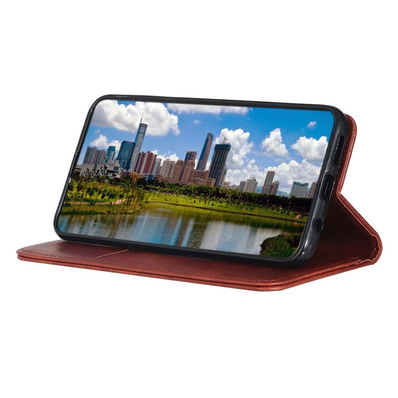 Flip Kotelot Samsung Galaxy M21 Czerwony Czarny Etui na Telefon Elegancka Dwoina Z Liczi