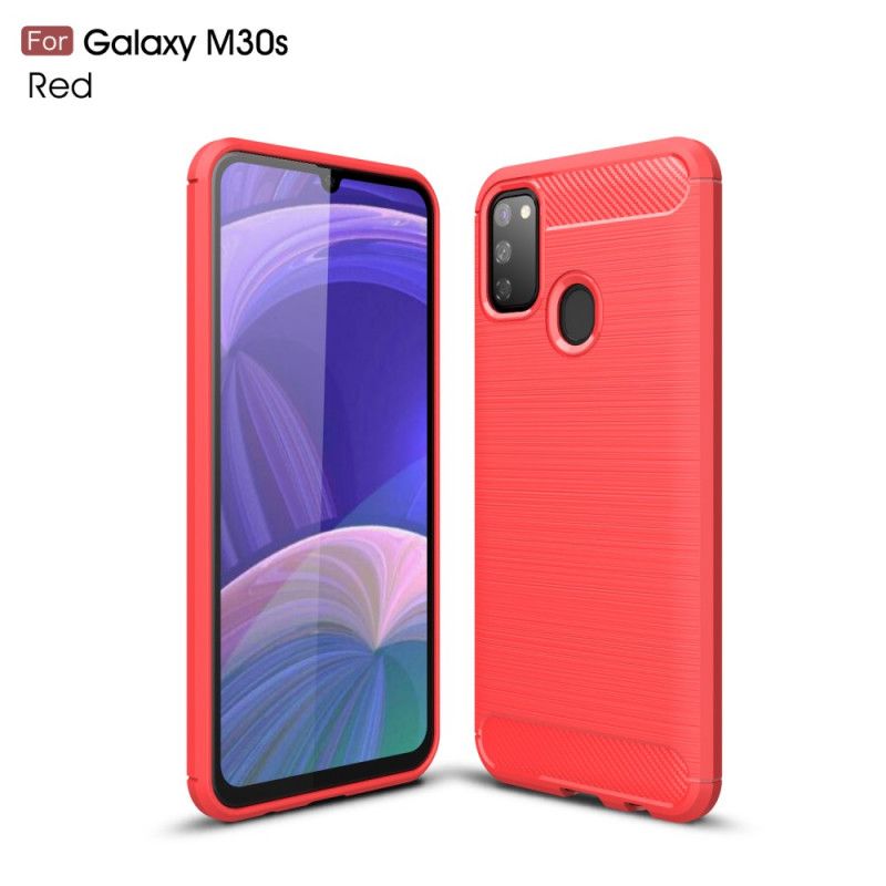 Futerały Samsung Galaxy M21 Czerwony Czarny Etui na Telefon Szczotkowane Włókno Węglowe