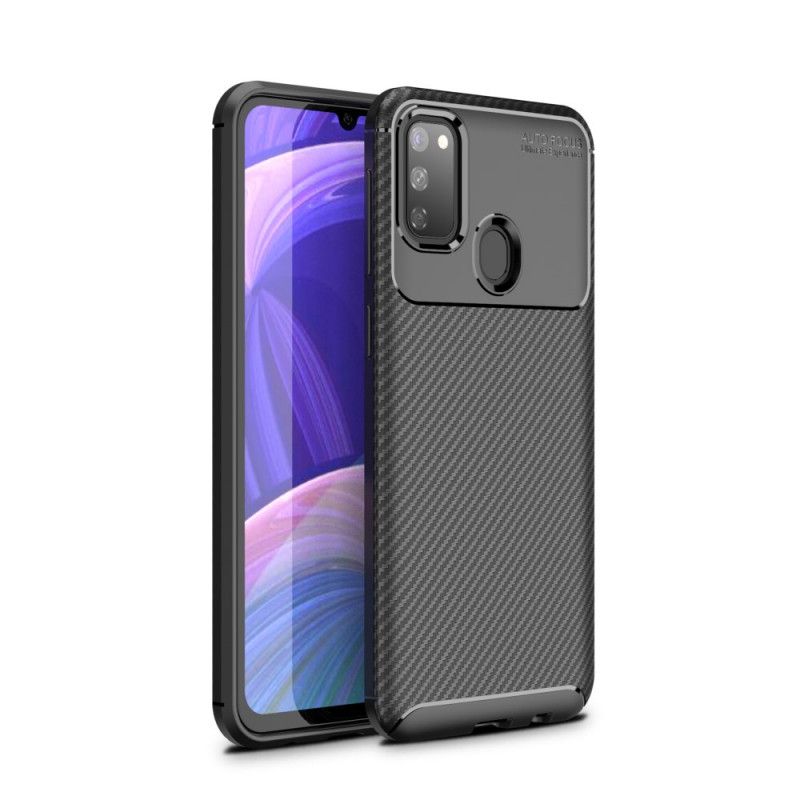 Futerały Samsung Galaxy M21 Granatowy Czarny Etui na Telefon Elastyczna Tekstura Włókna Węglowego