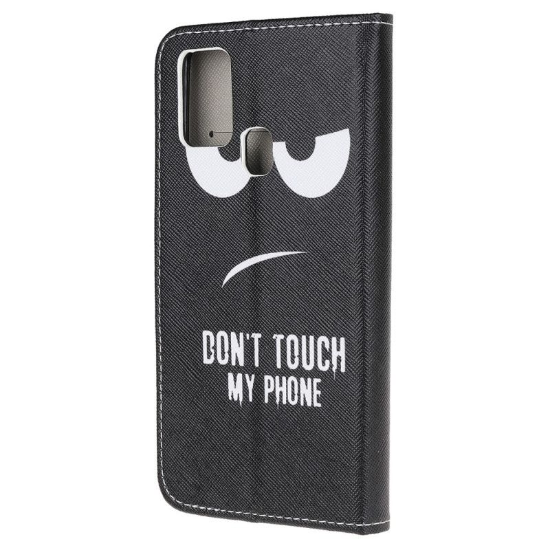 Skórzany Futerał Samsung Galaxy M21 Etui na Telefon Nie Dotykaj Mojego Telefonu