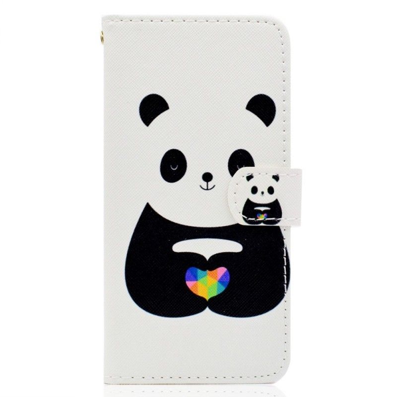 Skórzany Futerał Huawei Y5 2018 Etui na Telefon Miłość Pandy
