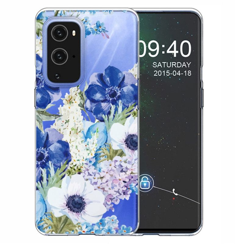 Etui OnePlus 9 Akwarelowe Niebieskie Kwiaty Etui Ochronne