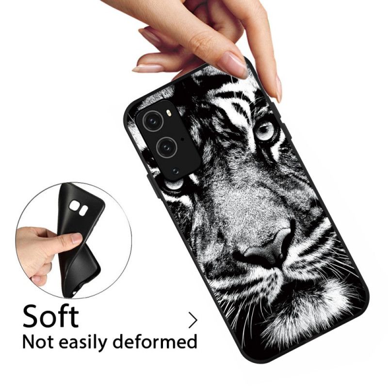 Etui OnePlus 9 Czarno-Biały Tygrys Etui Ochronne
