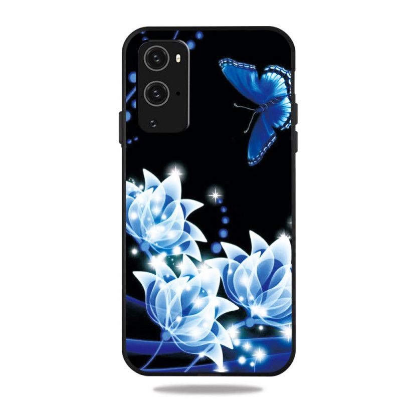 Etui OnePlus 9 Motyle I Niebieskie Kwiaty
