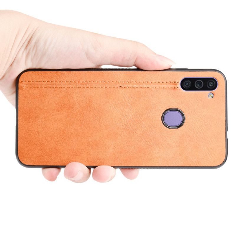 Futerały Samsung Galaxy M11 Czerwony Czarny Etui na Telefon Efekt Szytej Skóry