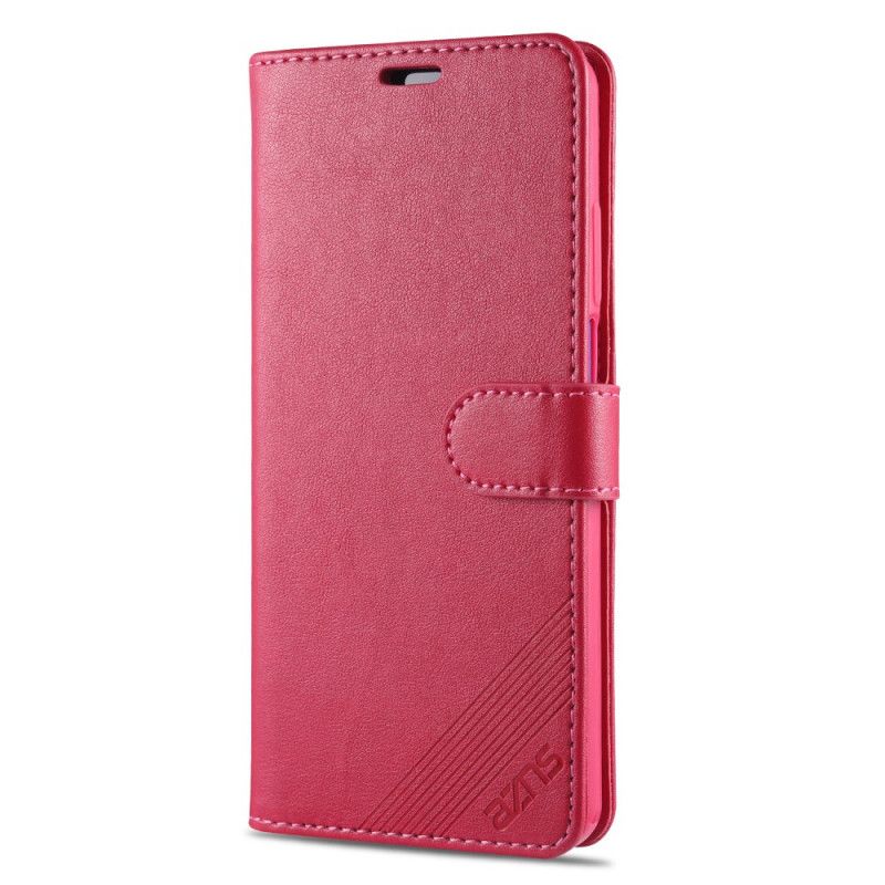 Etui Folio Xiaomi Redmi K30 Czerwony Czarny Imitacja Skóry Azns