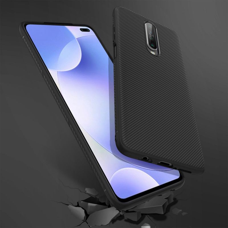 Futerały Xiaomi Redmi K30 Granatowy Czarny Etui na Telefon Lenuo Twill