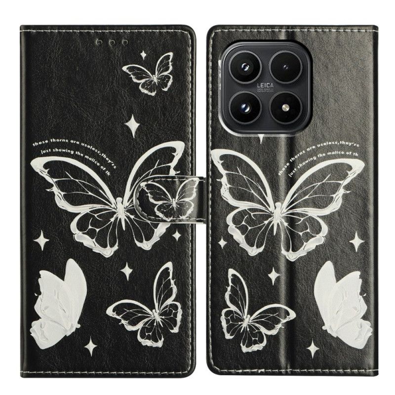 Etui Folio Do Xiaomi 17 CZarno-białe Motyle