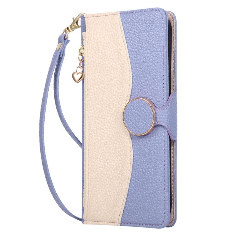 Etui Folio Do Xiaomi 17 Dwukolorowy Portfel Z Paskiem Na Nadgarstek Pasek