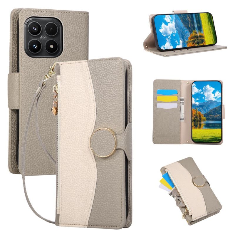 Etui Folio Do Xiaomi 17 Dwukolorowy Portfel Z Paskiem Na Nadgarstek Pasek