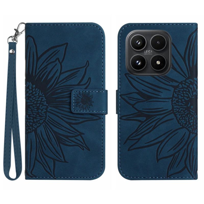 Etui Folio Do Xiaomi 17 Nadruk Słonecznika Z Paskiem