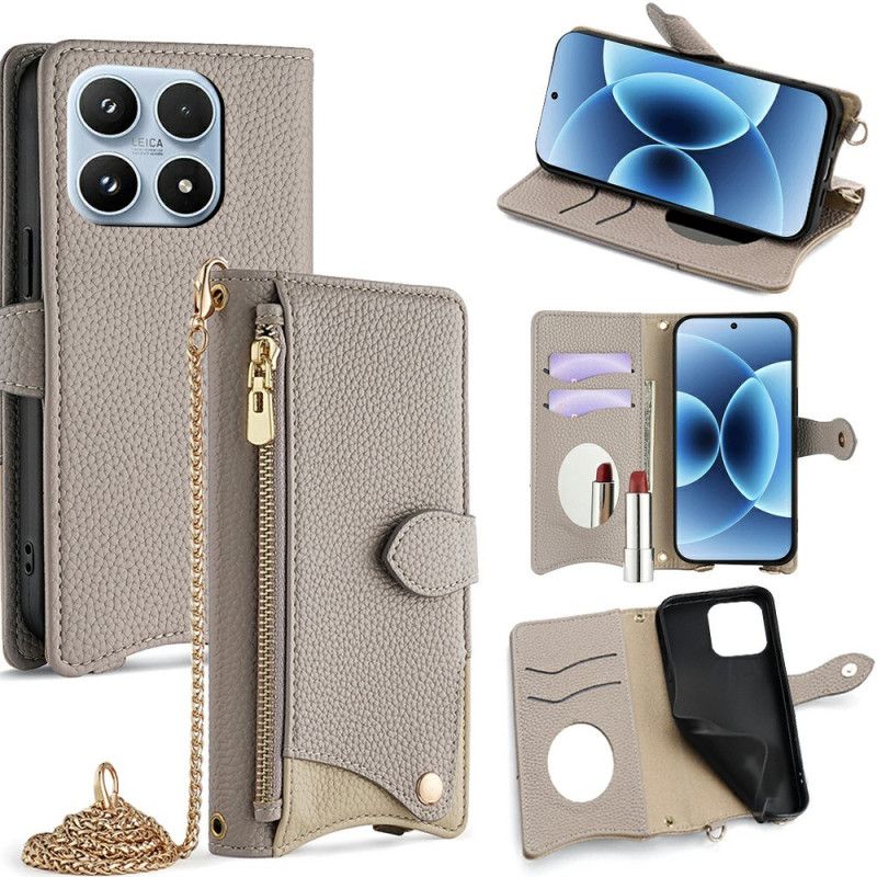 Etui Folio Xiaomi 17 Pasek Na Ramię Z Lusterkiem I Łańcuszkiem Etui Ochronne