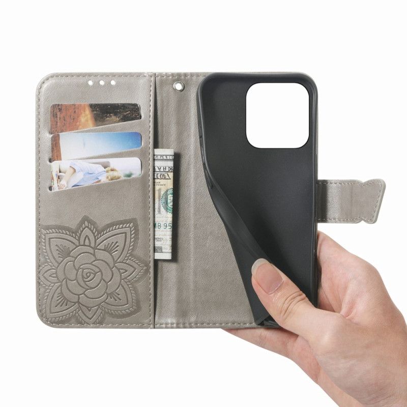 Etui Folio Xiaomi 17 Trójwymiarowy Motyl I Kryształki Górskie Etui Ochronne