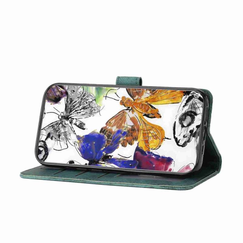 Skórzany Futerał Xiaomi 17 Etui Na Telefon Zamsz Z Efektem Motyla