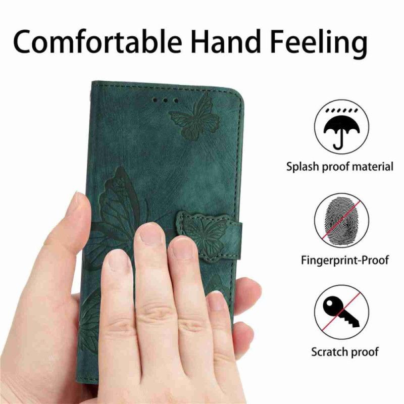 Skórzany Futerał Xiaomi 17 Etui Na Telefon Zamsz Z Efektem Motyla