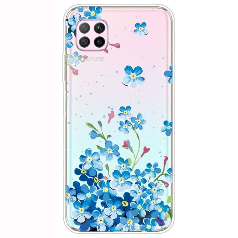 Etui Huawei P40 Lite Bukiet Niebieskich Kwiatów