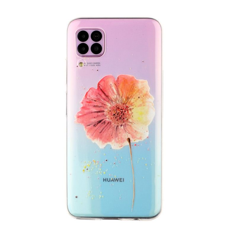 Etui Huawei P40 Lite Przezroczysty Mak Akwarela Etui Ochronne